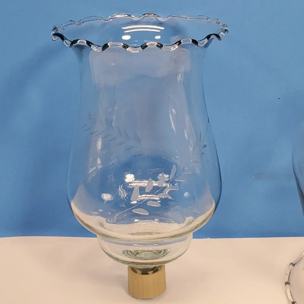 Votive Cups Glass Etched Wheat Peg Candles Home‎ Interiors Set of 2